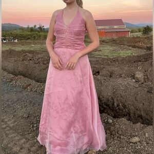 Vintage Y2K Beaded Fairycore Pink Prom Dress